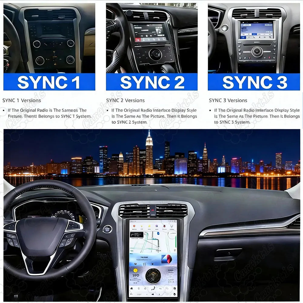 Compatibility comparison for Ford SYNC 1, SYNC 2, and SYNC 3 systems on 2013-2020 Ford Fusion Mondeo