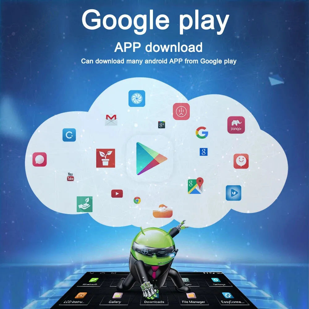 Google Play Store integration allowing users to download Android apps on the head unit.