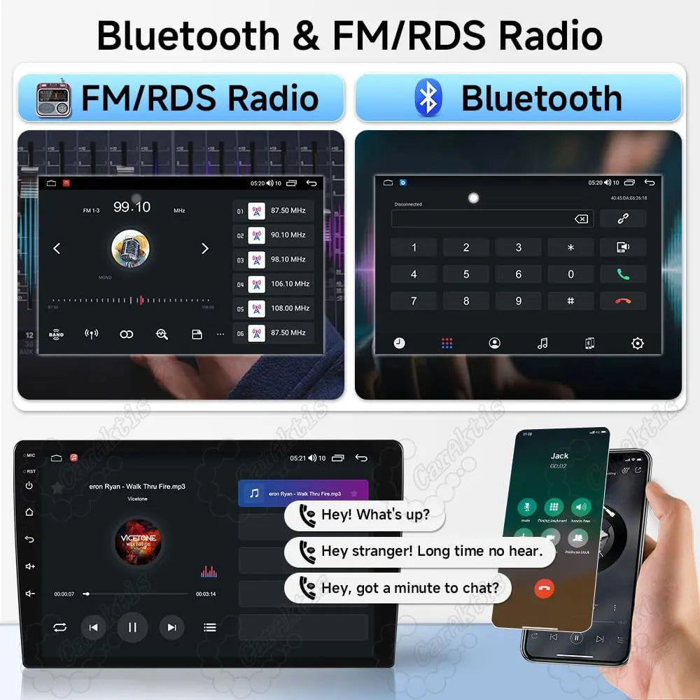 FM RDS radio tuner and Bluetooth 5.0 hands-free calling display for Honda Accord multimedia player