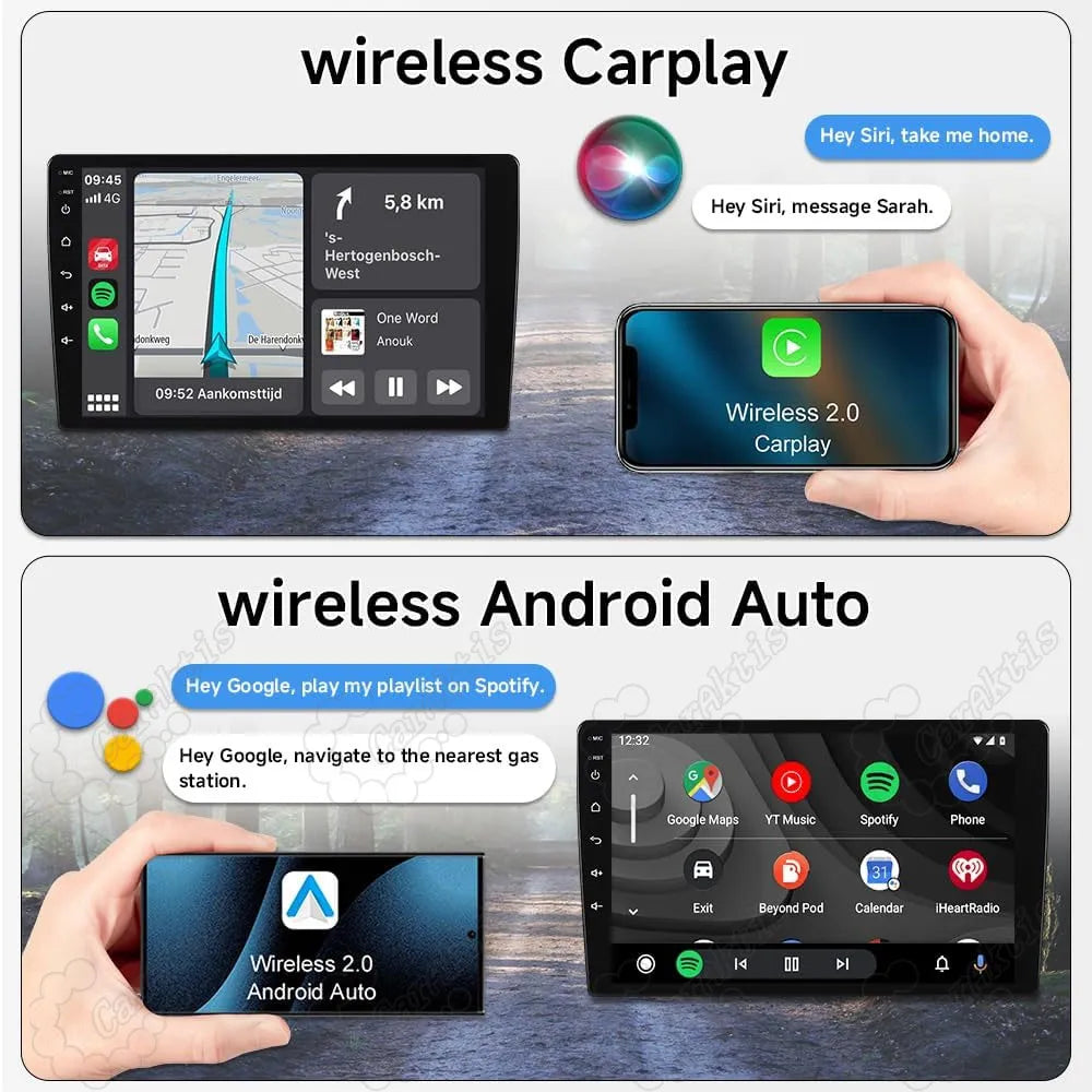 Wireless Apple CarPlay and Android Auto interface on Honda Accord touchscreen with Siri and Google Assistant voice control