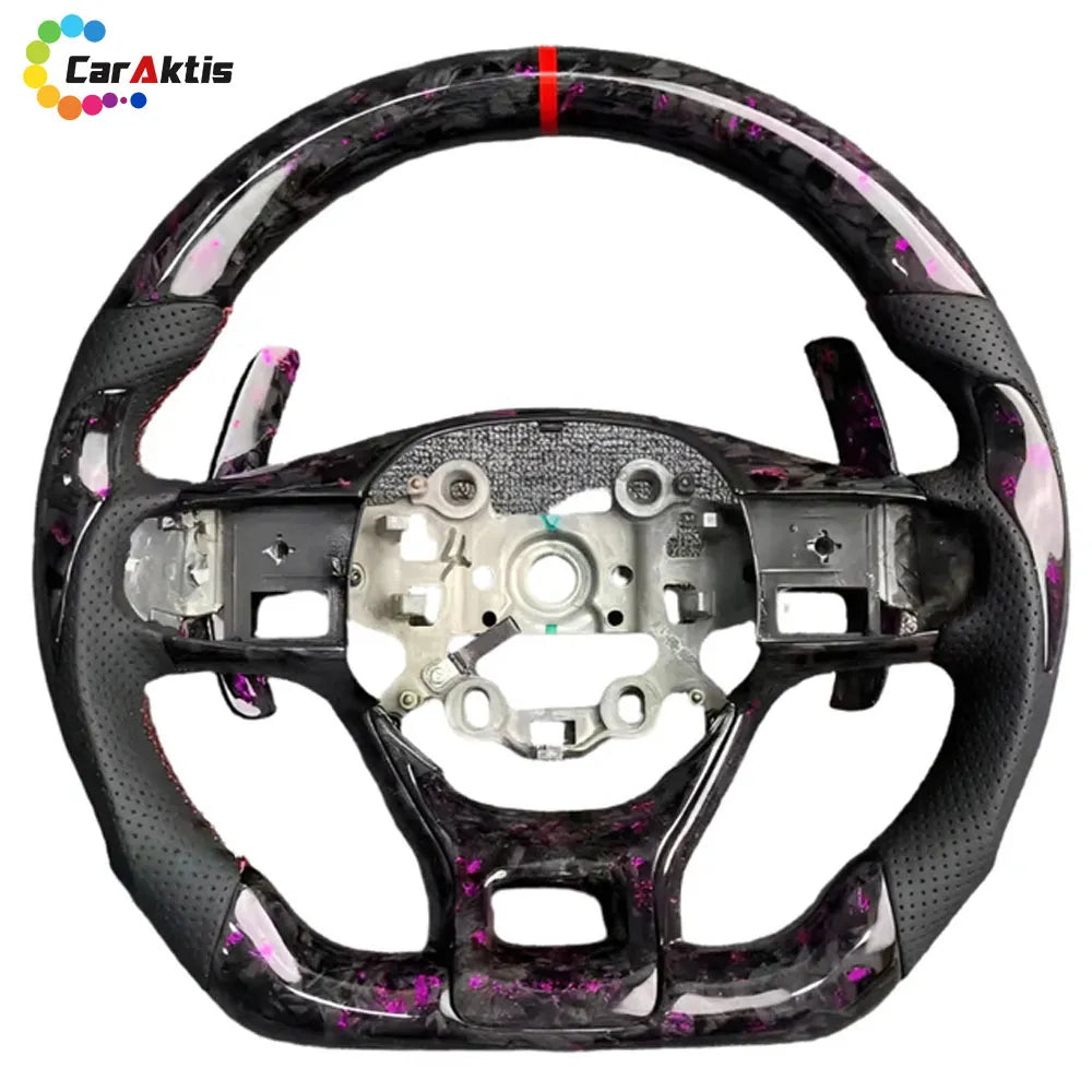 Luxury purple carbon fiber and perforated leather steering wheel for 2021-2026 Kia K5 Optima.