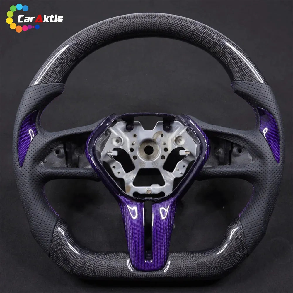 Luxury Purple Carbon Fiber Steering Wheel Upgrade for Kia Stinger K8 2017-2024.