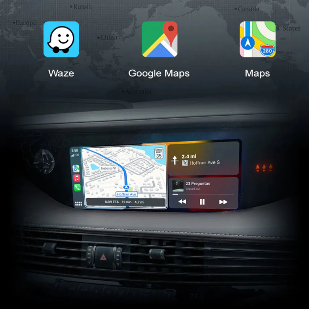 GPS navigation feature on Lexus smart screen upgrade supporting Waze, Google Maps, and Apple Maps for real-time traffic routing.