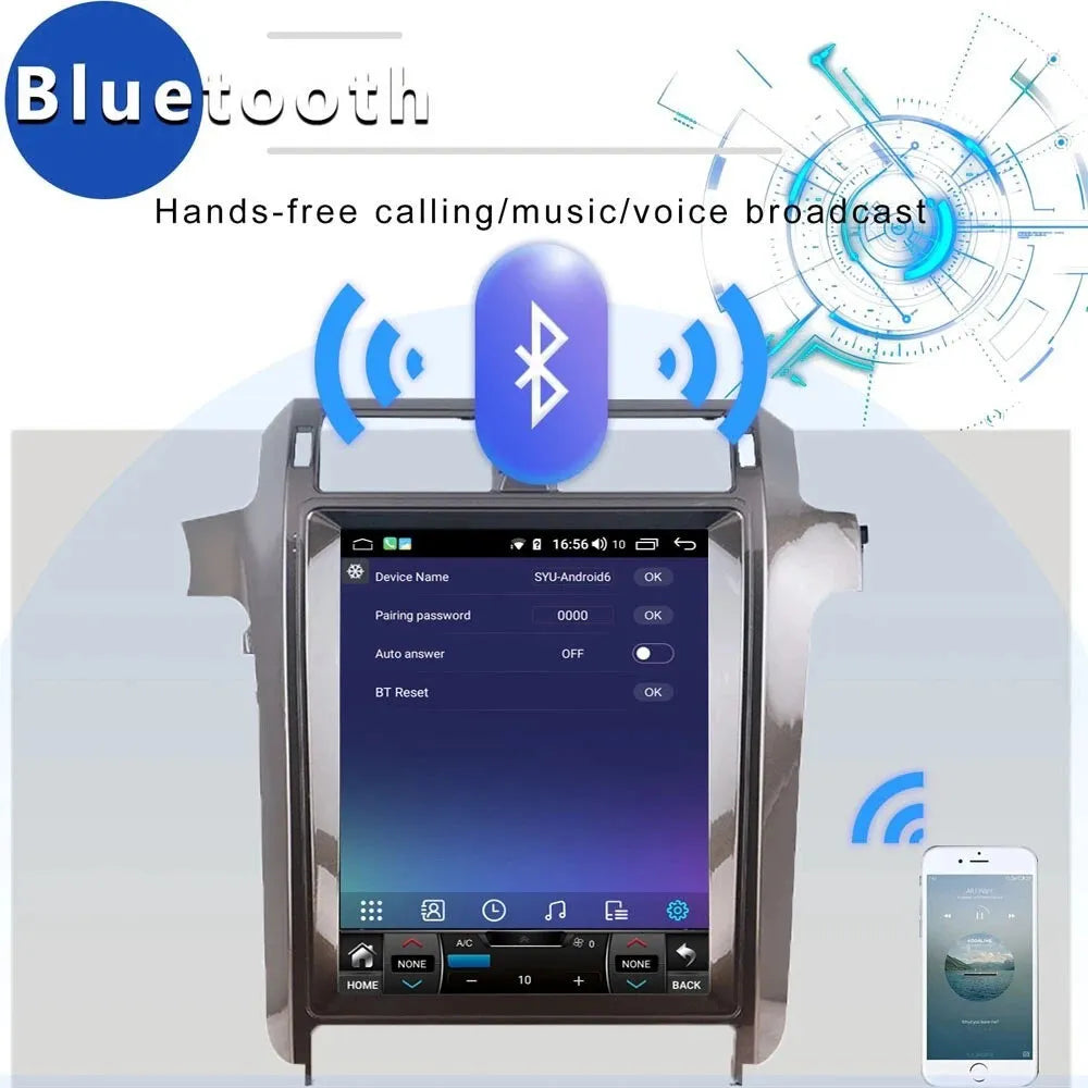 Bluetooth hands-free calling and audio streaming interface on the Lexus GX460 Android head unit.