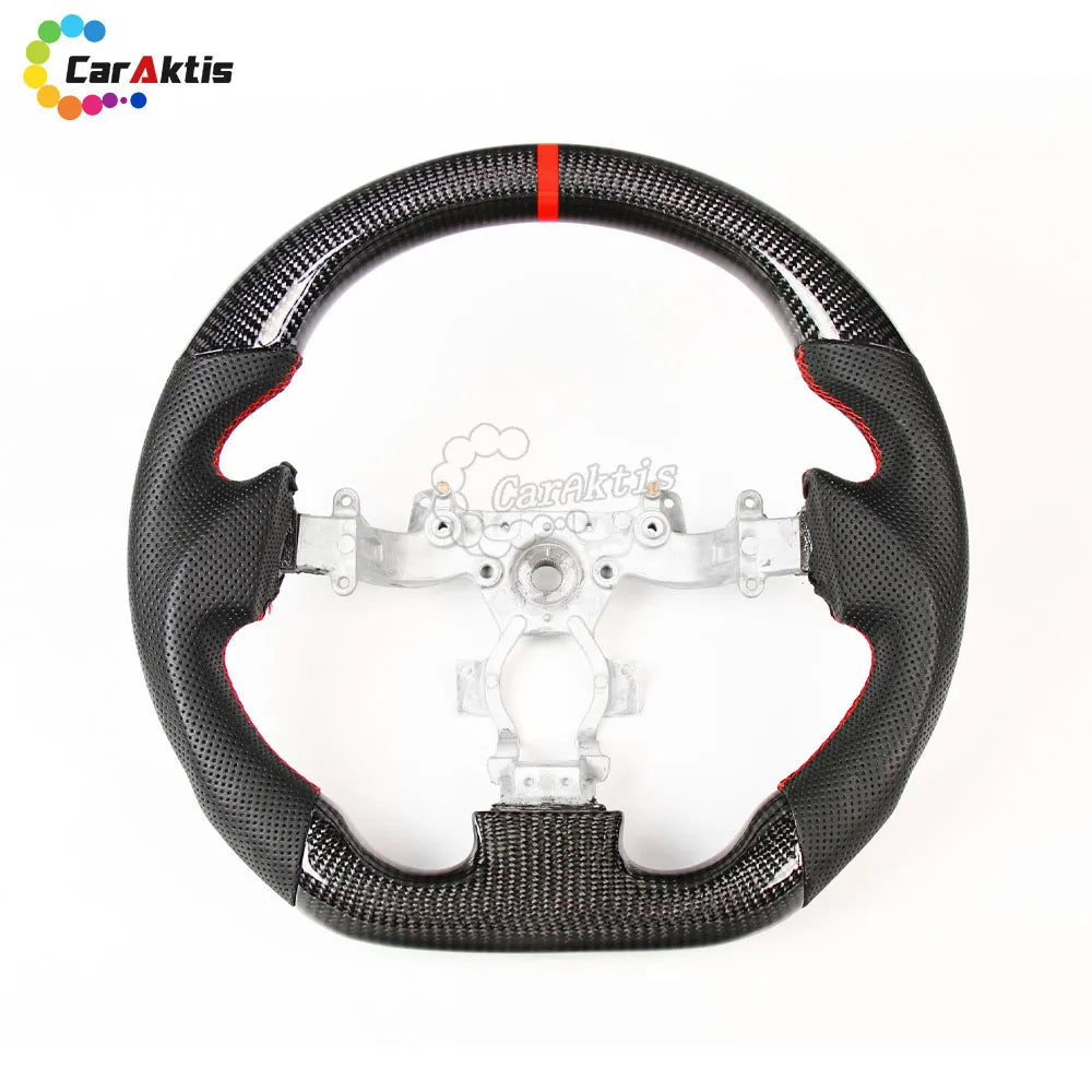 Flat-bottom carbon fiber steering wheel for Nissan GT-R R35 with a red 12 o&