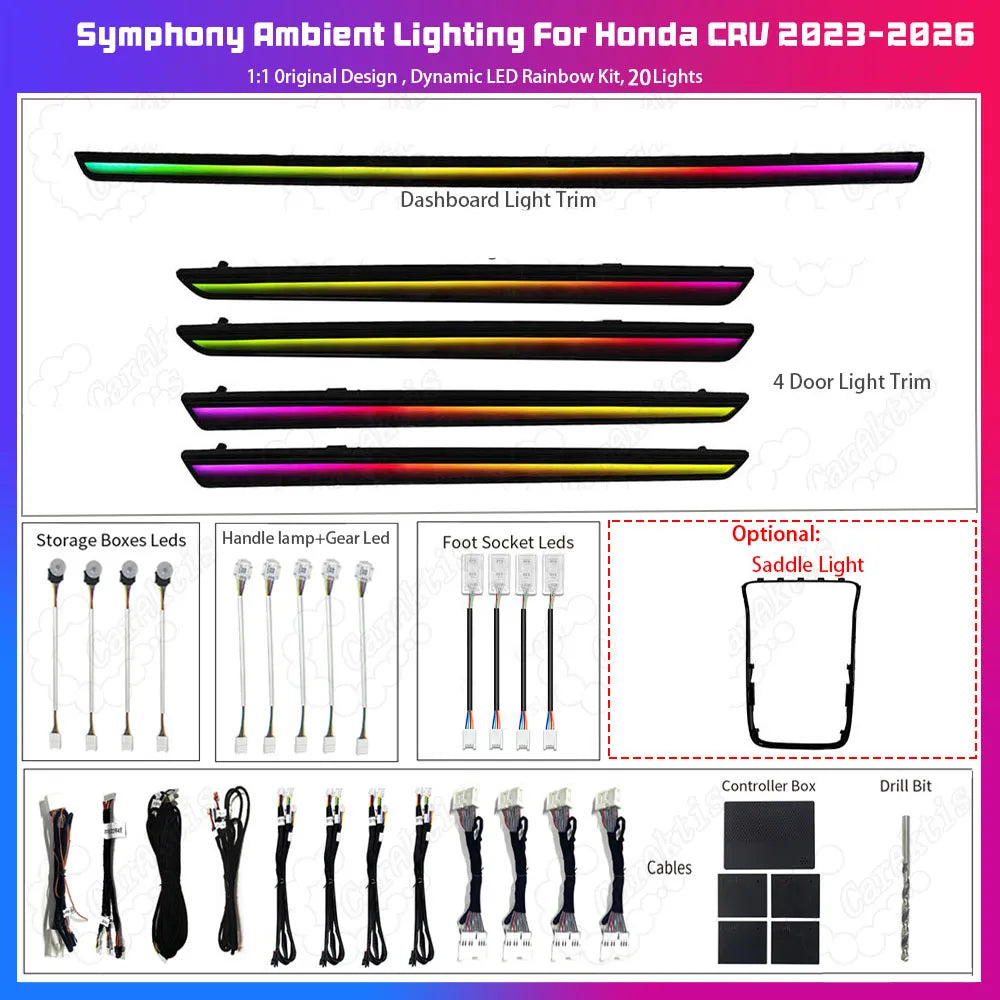 For Honda CRV 2023-2026 Active Dynamic Atmosphere Light Interior Trim Set Atmosphere Ambient Light Car Ambient Light Kit