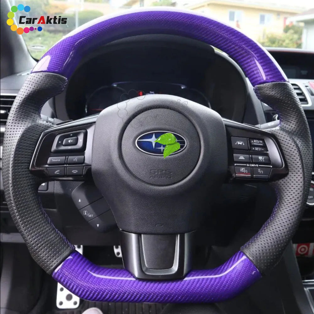 Unique Purple Carbon Fiber Steering Wheel for Subaru WRX/STI Custom Interior Upgrade