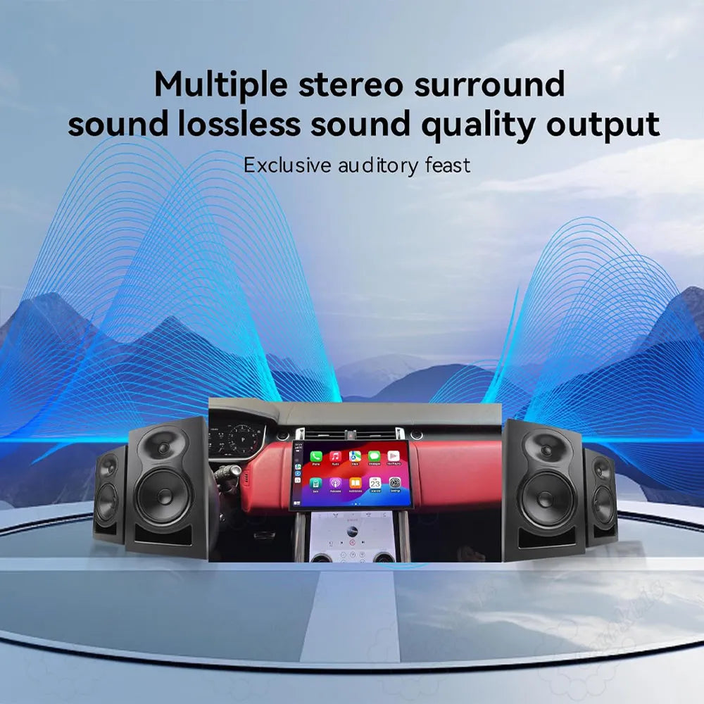 Multiple stereo surround sound and lossless audio output presentation for Range Rover audio upgrade.