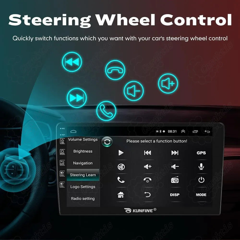 Steering wheel control function setup interface on Android car head unit