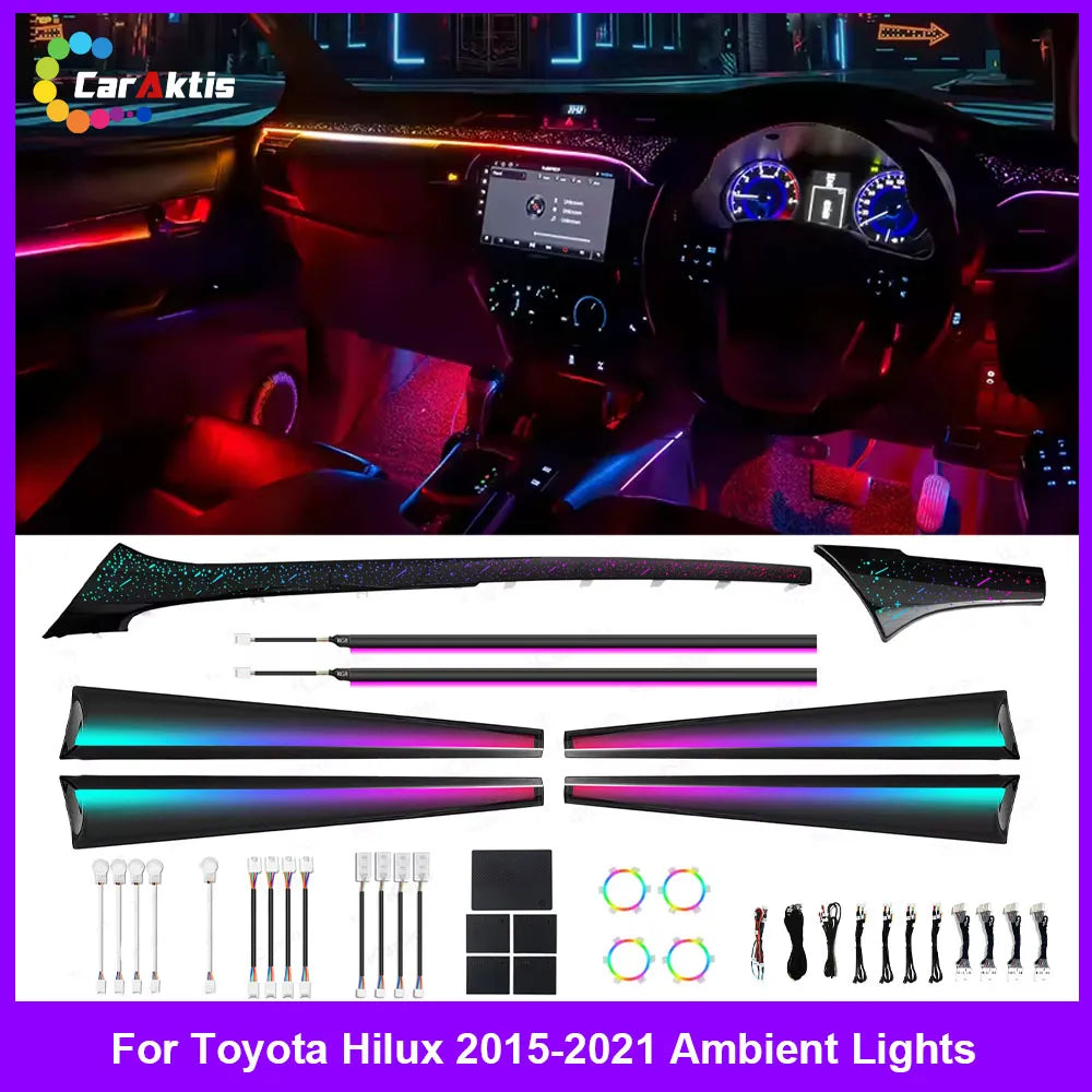 Premium 64-color Symphony ambient lighting kit for Toyota Hilux 2015-2024, 1:1 original mold custom design.