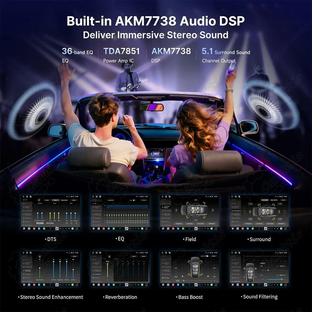 Built-in AKM7738 audio DSP sound processor with 36-band EQ and 5.1 surround sound output
