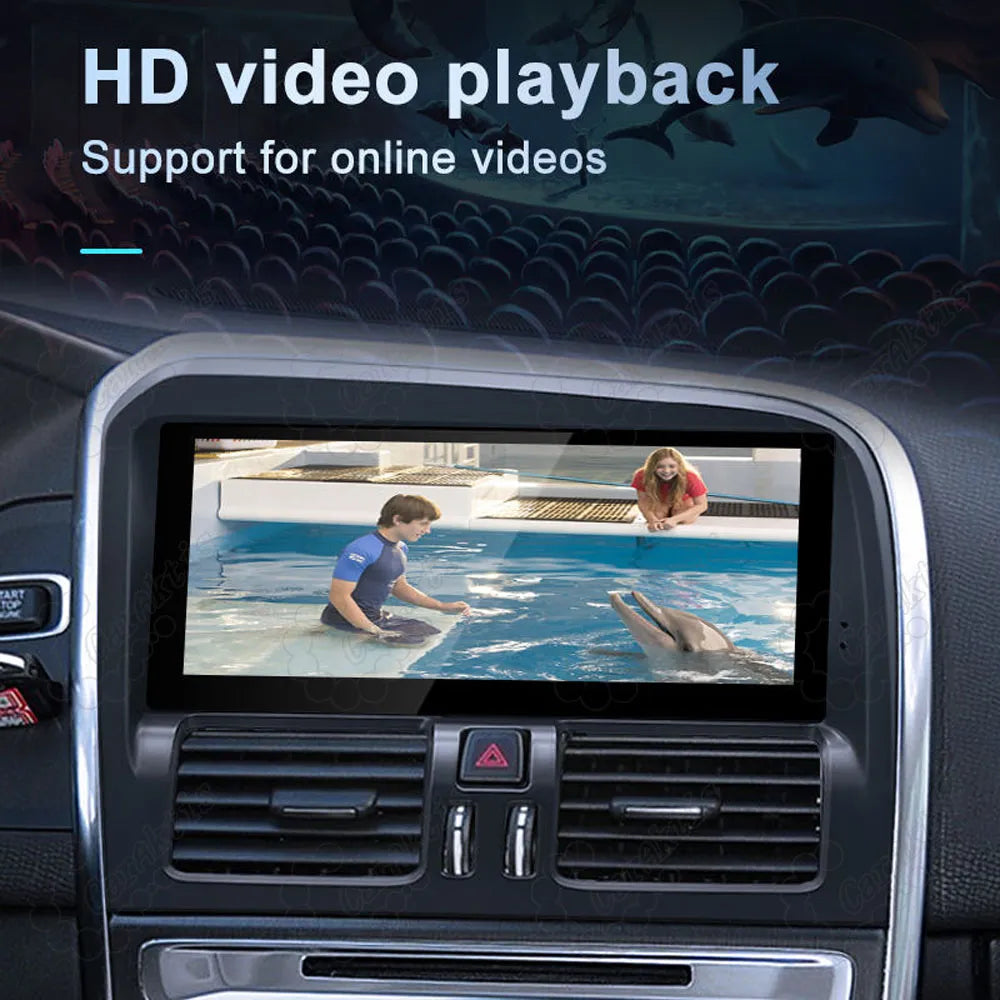 HD video playback and online video streaming feature on 8.8-inch Volvo XC60 car screen