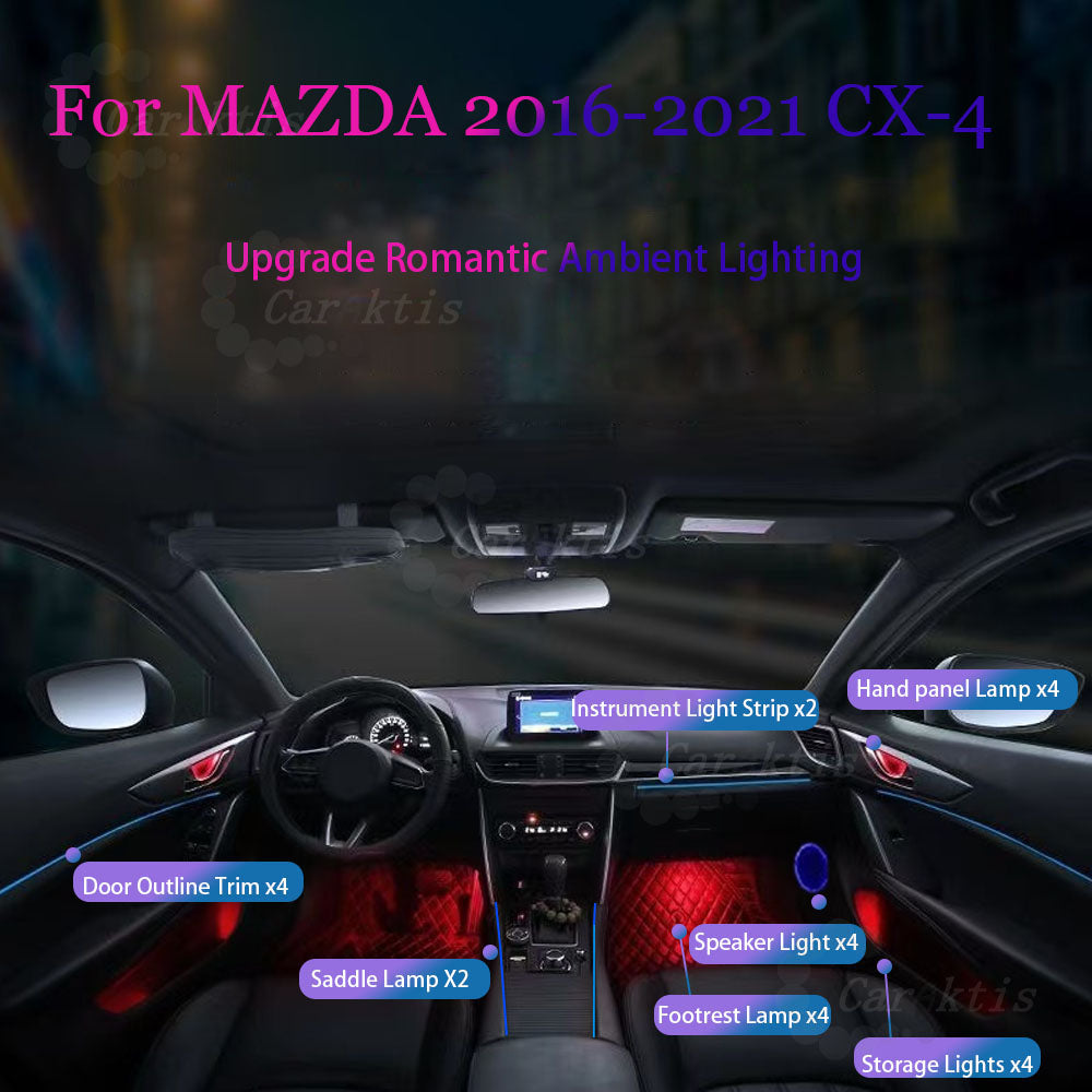 CarAkits Car Interior LED Ambient Light For MAZDA  CX-4 2016-2021 Dynamic Lighting Strips Decoration
