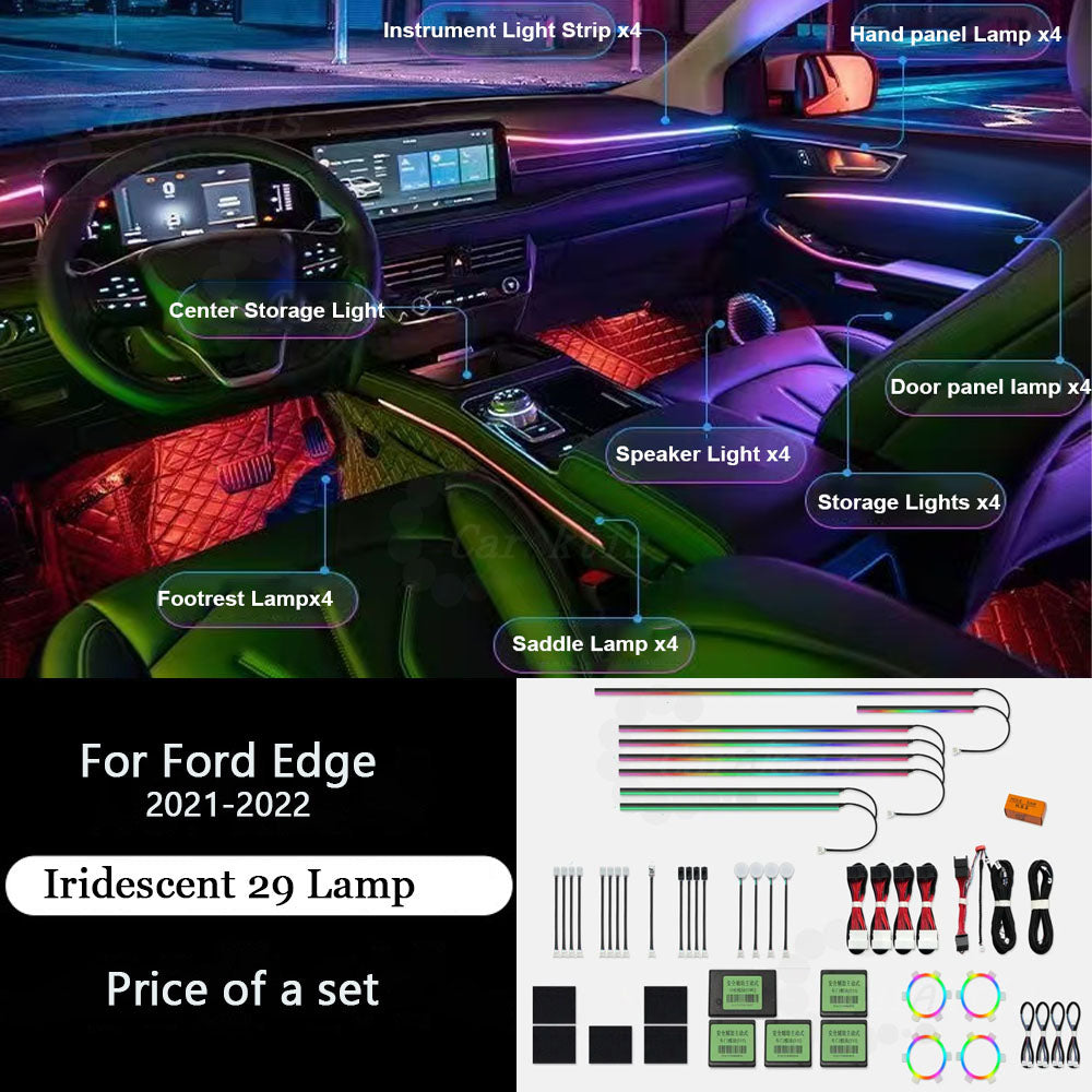 CarAkits For Ford Edge 2021-2024 Dynamic Lighting 64 Colors LED Ambient Light Kit