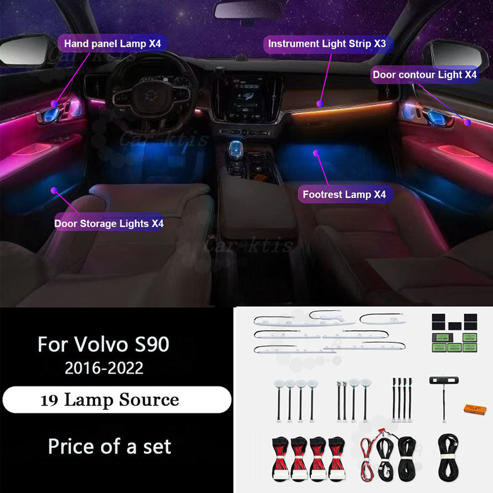CarAkits Symphony LED Car Interior Ambient Light For Volvo S90 V90 2016-2024 Dynamic Trim kit