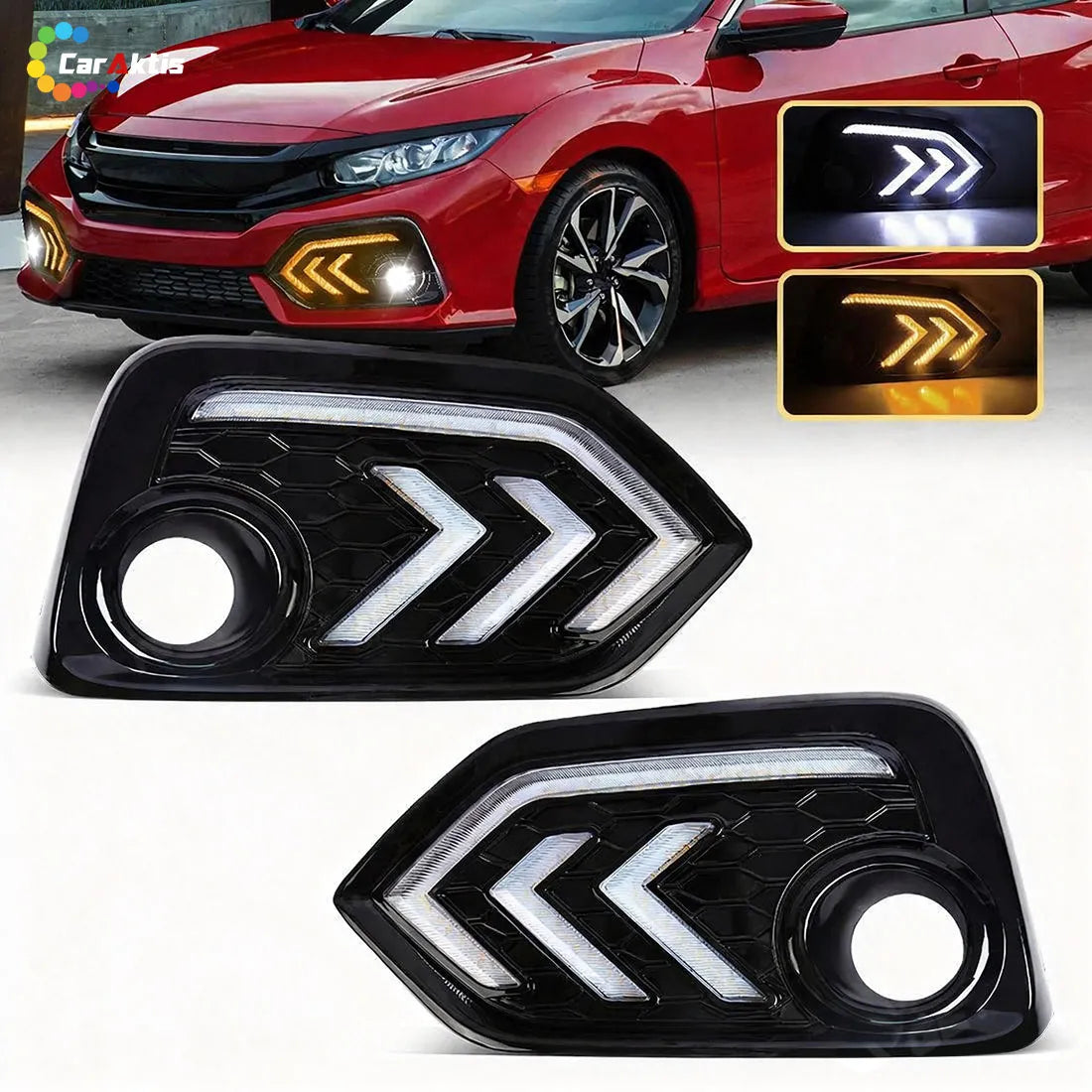 LED Lighting Upgrade Kit for Honda Civic Hatchback 2016-2021 | Front DRL &amp; Rear Bumper Reflector Lights