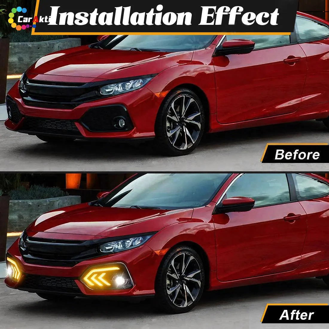 LED Lighting Upgrade Kit for Honda Civic Hatchback 2016-2021 | Front DRL &amp; Rear Bumper Reflector Lights