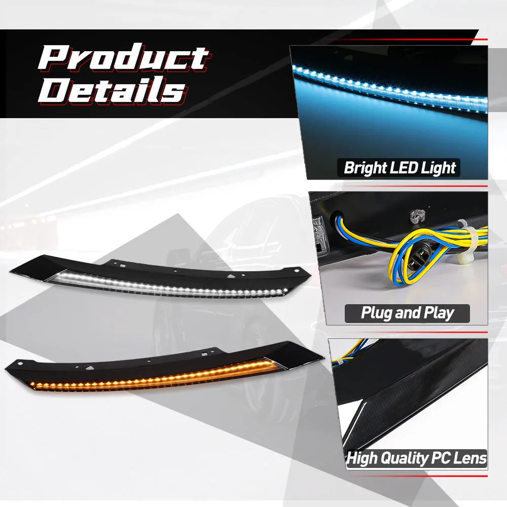 LED DRL Front Headlight Eyebrow Kit for Honda Civic 2016-2020 | Dynamic Turn Signal Daytime Running Lights