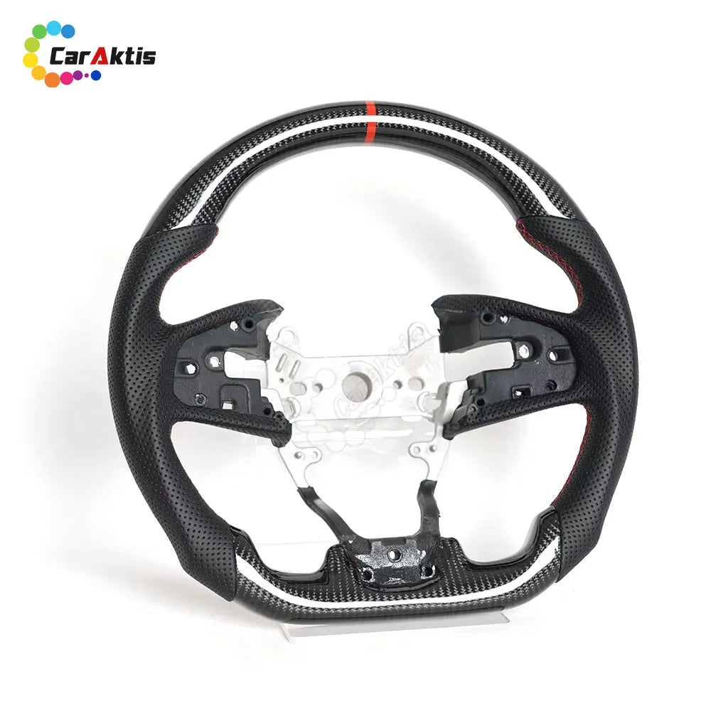 Carbon Fiber Steering Wheel for Honda Civic 10th Gen Type R 2016–2021 (Perforated Leather Grip)