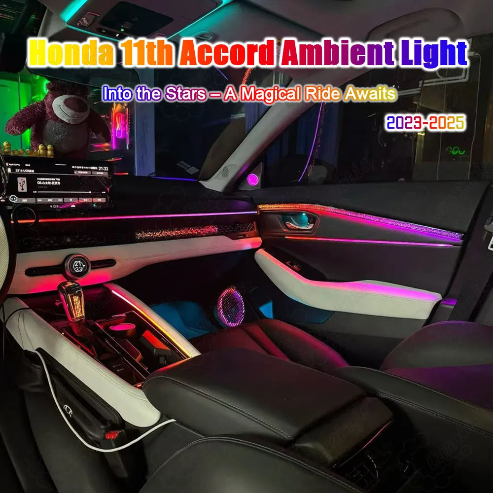 CarAktis 64 Colors Symphony Led Car Interior Ambient Lighting for Honda Accord 11th Gen 2023-2026 Atmosphere Strip Accessories