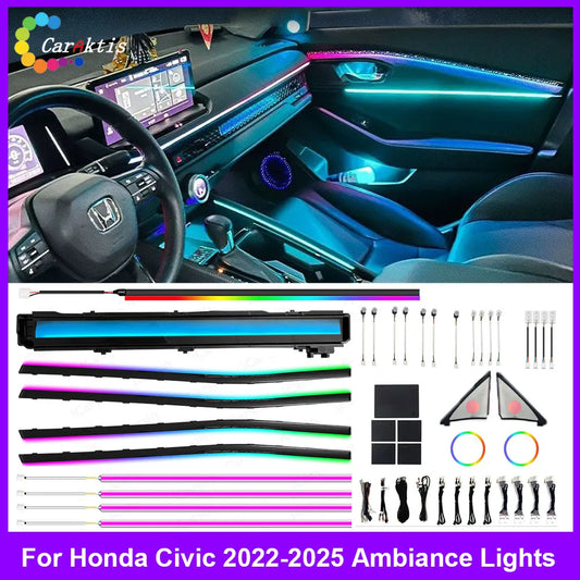 CarAktis 64 Colors Symphony Led Car Interior Ambient Lighting for Honda Accord 11th Gen 2023-2025 Atmosphere Strip Accessories