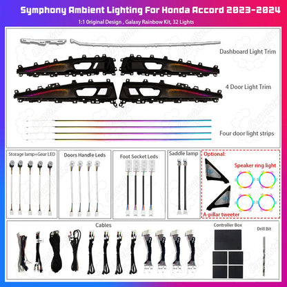 CarAkits Dynamic Ambient Light For Honda Accord/Inspire 2023-2024 11th Gen Interior LED Lighting Upgrade