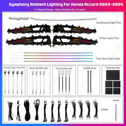 CarAkits Dynamic Ambient Light For Honda Accord/Inspire 2023-2024 11th Gen Interior LED Lighting Upgrade
