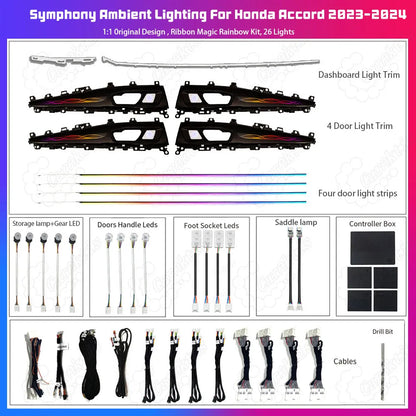 CarAkits Dynamic Ambient Light For Honda Accord/Inspire 2023-2024 11th Gen Interior LED Lighting Upgrade