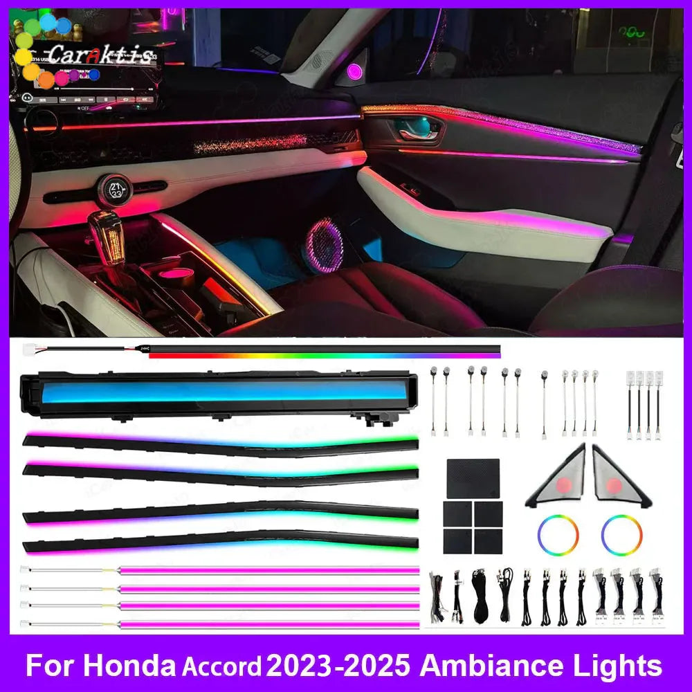 CarAktis 64 Colors Symphony Led Car Interior Ambient Lighting for Honda Accord 11th Gen 2023-2026 Atmosphere Strip Accessories