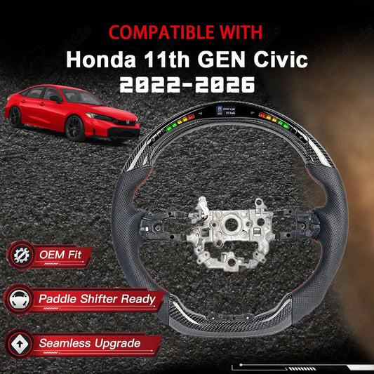 Honda Civic Type R 11th Gen LED RPM Carbon Fiber Steering Wheel