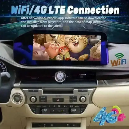 WiFi and 4G LTE connection supported on the 12.3-inch Android navigation screen for Lexus ES.