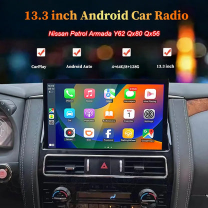 13.3 Inch Android Car Radio Multimedia Player for Nissan Patrol Armada Y62 Infiniti QX80 QX56