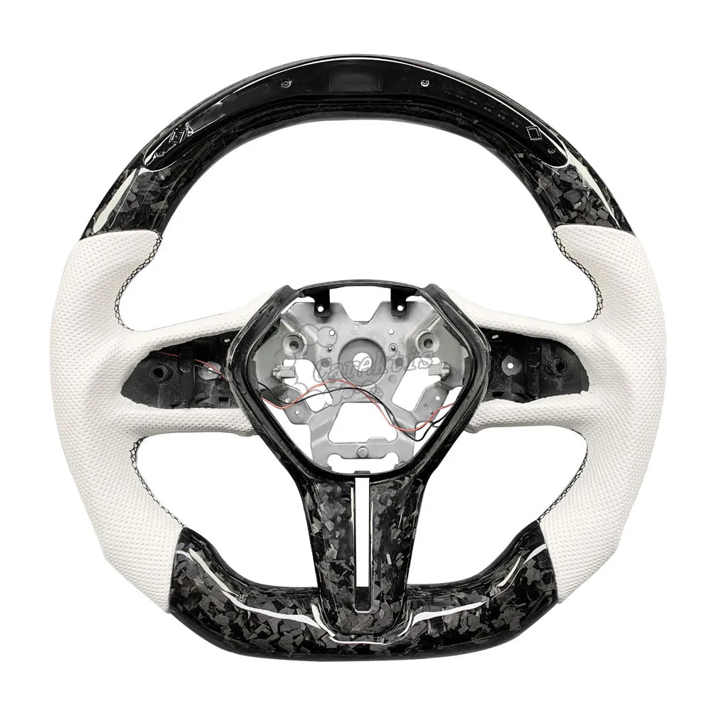 2013 2024 infinitiq50 q60 forged carbon fiber white alcantara steering-wheel