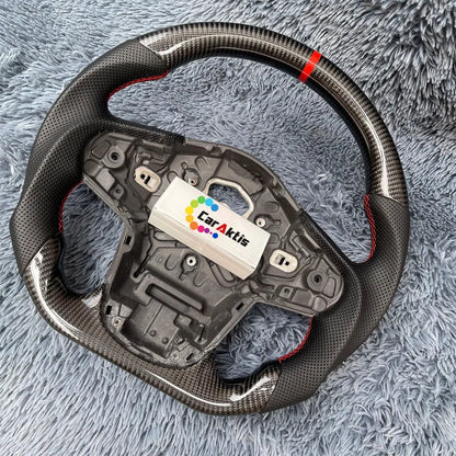 Custom Gloss finish carbon fiber steering wheel for Toyota Supra A91, offering a stealthy OEM+ look.