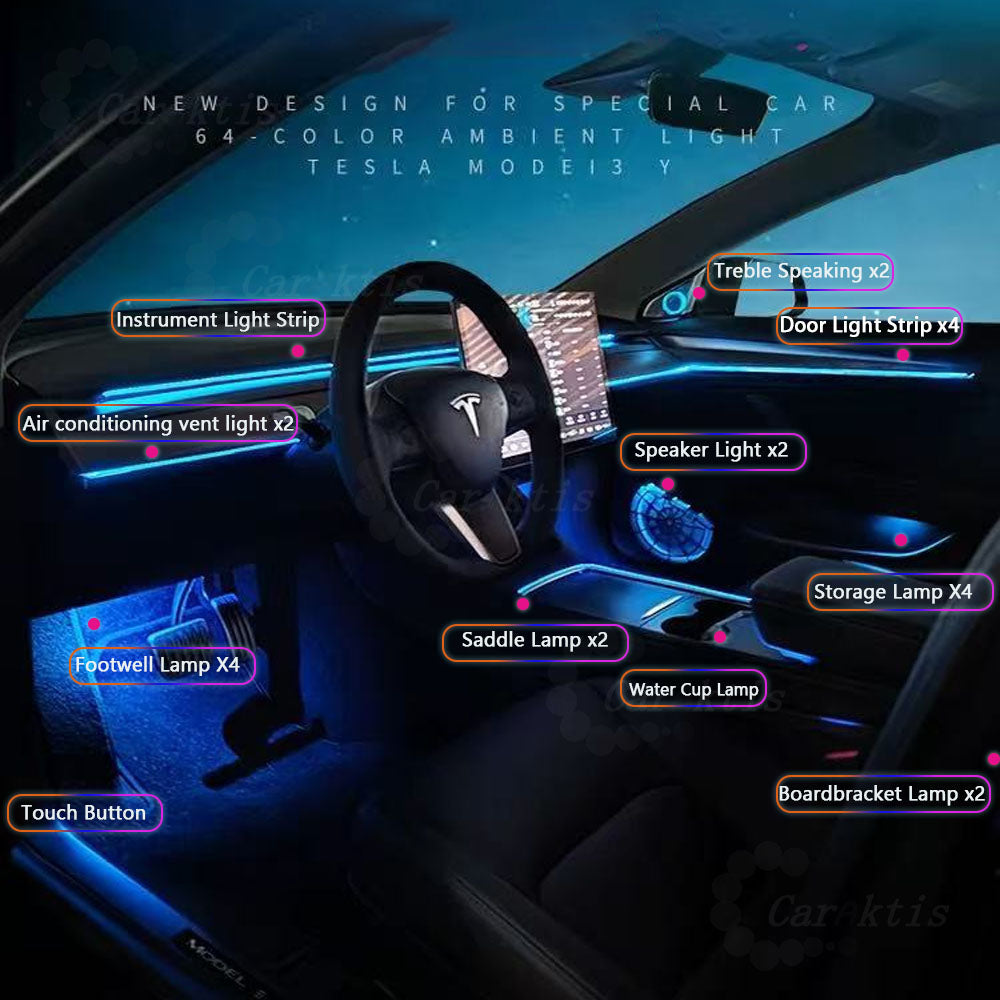 CarAktis LED Symphony Ambient Lighting Kit For Tesla Model 3 2019-2020 Interior Light Accessories