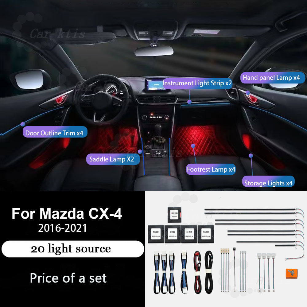 CarAkits Car Interior LED Ambient Light For MAZDA  CX-4 2016-2021 Dynamic Lighting Strips Decoration