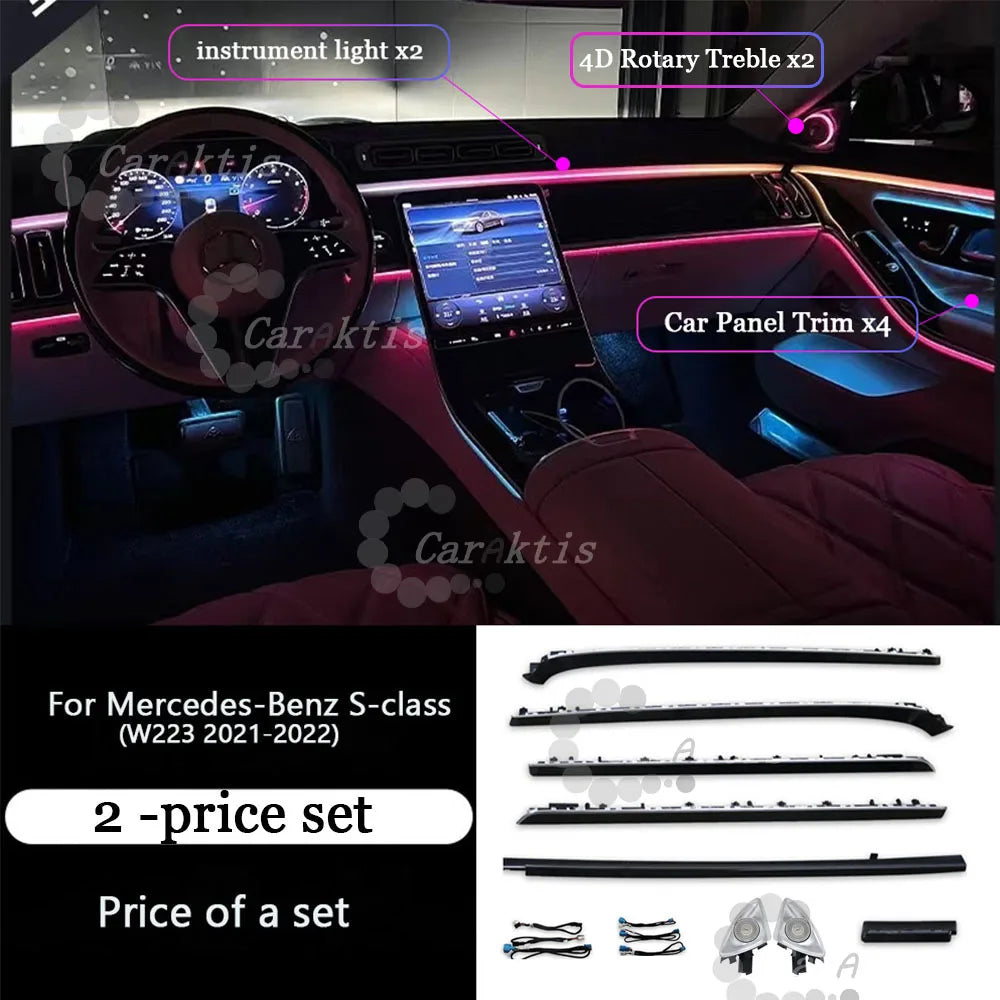 64 Colors LED For Mercedes-Benz S-class W223 2021-2024 S400 S450L S480 S500 S580 Ambient Light