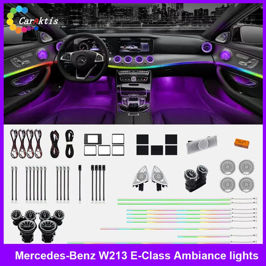 64 Colors LED Ambient Light For Mercedes-Benz E-Class Coupe AMG E43 E53 E250 2017-2023  Automotive Interior Decoration