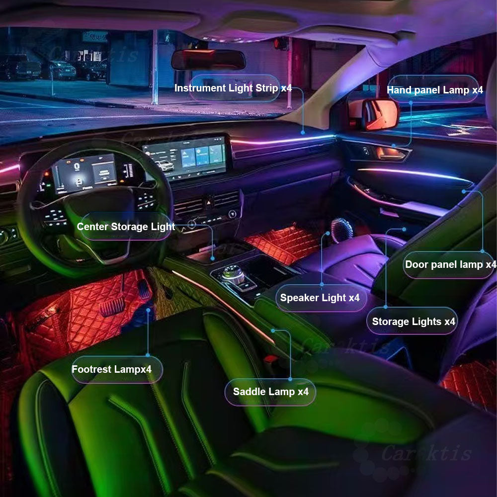 CarAkits For Ford Edge 2021-2024 Dynamic Lighting 64 Colors LED Ambient Light Kit