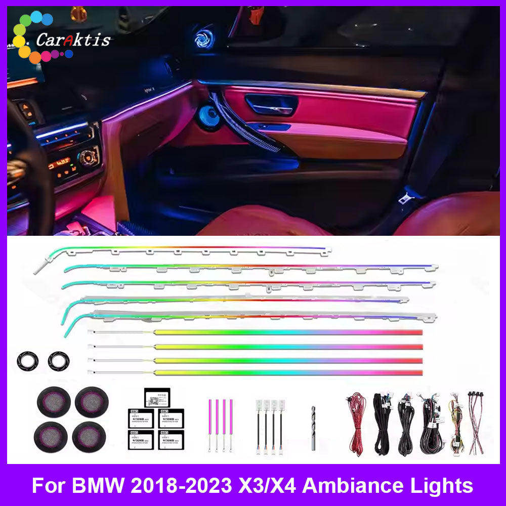 CarAktis Upgrade Symphony Ambient Lighting Kit For BMW X3 X4 2018 - 2023 G01 G02 Interior LED Light Accessories Trim Panel