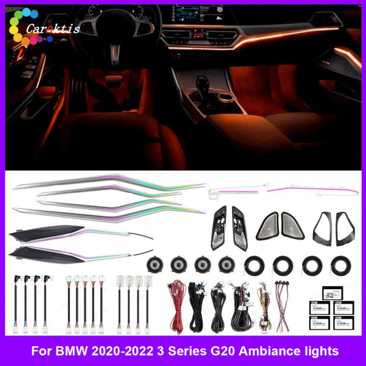64 Colors LED Car Interior Ambient Lighting For BMW 3 Series G20 G21 G28 2020-2022 Atmosphere Strip Accessories Upgrade