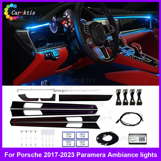 CarAkits 64 Colors LED Ambient Light For Porsche Paramera 2017-2023 Dynamic Lighting Automotive Interior Decoration