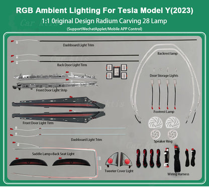 CarAktis Radium Carving Ambient Lighting Kit For Tesla Model Y 2023 LED Safety Assistance Systems