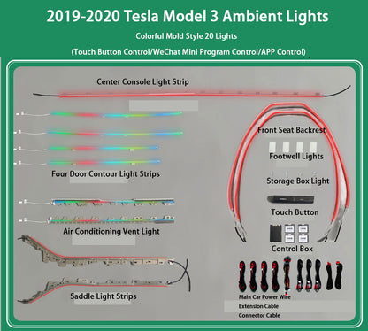 CarAktis LED Symphony Ambient Lighting Kit For Tesla Model 3 2019-2020 Interior Light Accessories