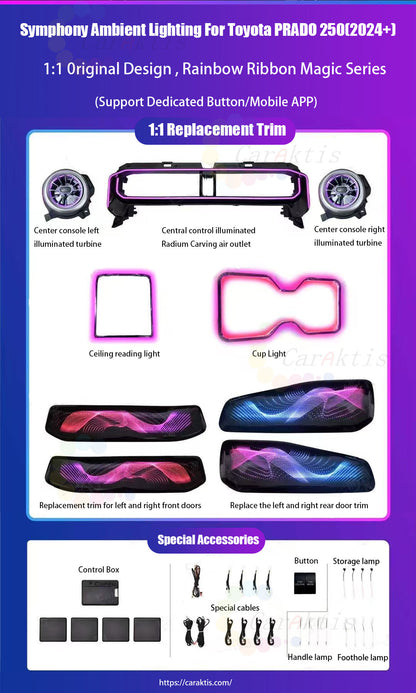 64 Colors Dynamic Ambient Light for Toyota Land Cruiser LC250 Prado Interior LED Lighting Upgrade Accessories