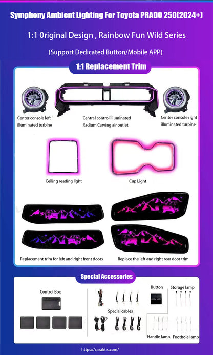 64 Colors Dynamic Ambient Light for Toyota Land Cruiser LC250 Prado Interior LED Lighting Upgrade Accessories