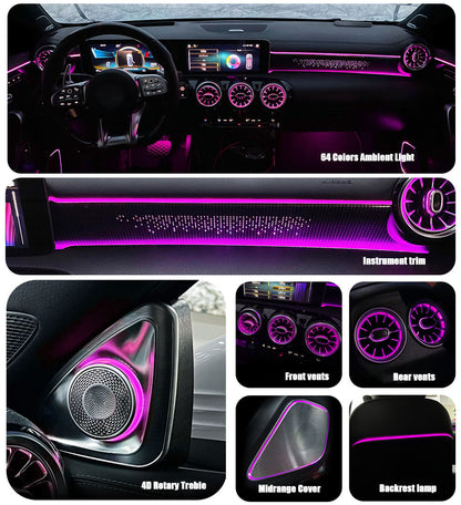 CarAkits 64 Colors LED Ambient Light For Mercedes-Benz W177 W118 W247 A/B/CLA 2020-2024 Automotive Interior Decoration