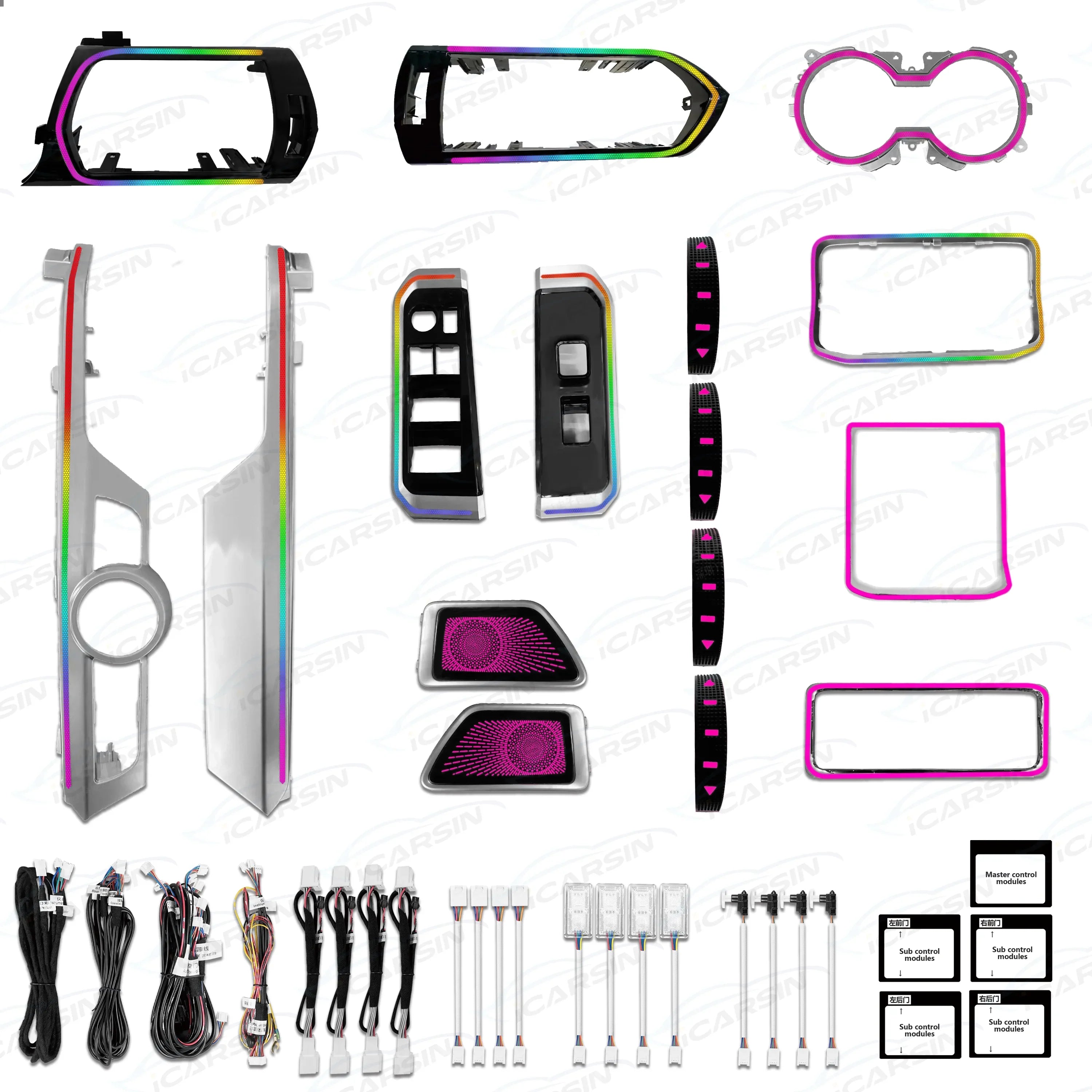 64-Color LED Ambient Interior Light Kit for Toyota Land Cruiser LC300 2022–2025 Multicolor Symphony Atmosphere Strip Upgrade