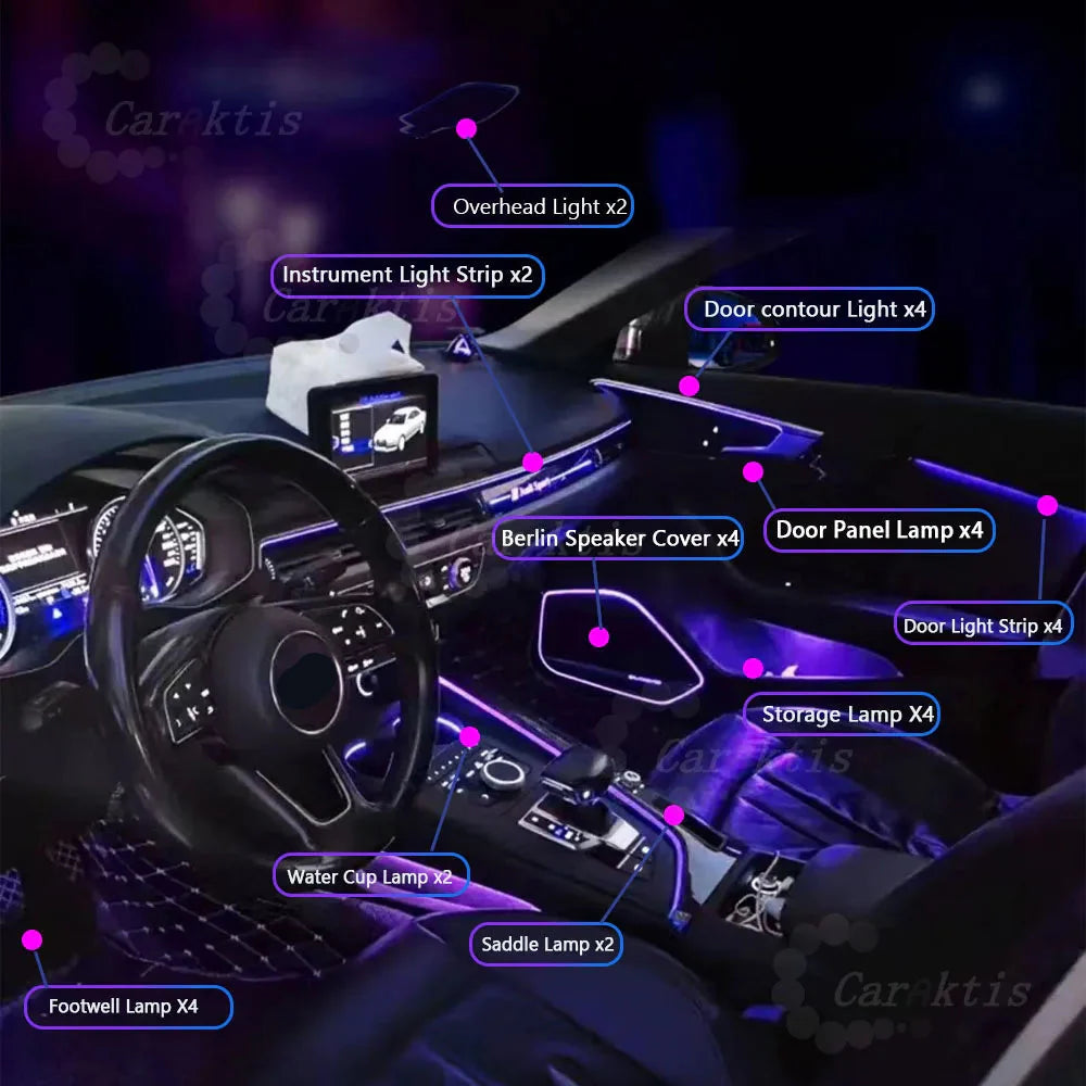 CarAkits Dynamic Ambient Light Kit For Audi A4 2017-2024  Atmosphere Lamp Interior Lighting Modification