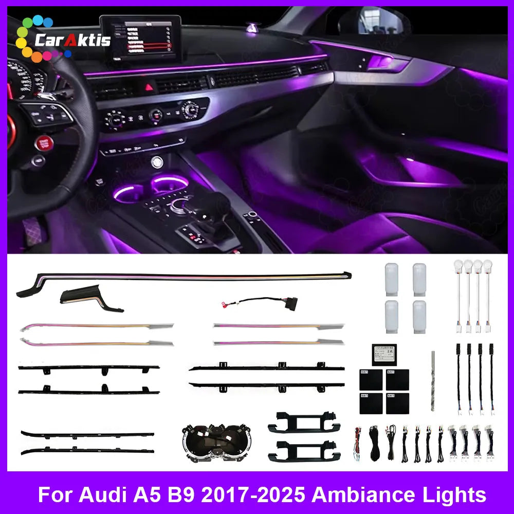Audi A5 B9 (2017-2025) 64-Color Symphony Ambient Light System - Premium Interior LED Atmosphere Strips &amp; Decorative Lighting Upgrade
